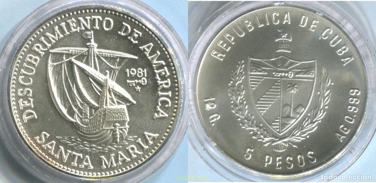 Monedas antiguas de Am&eacute;rica: 2968 CUBA 1981 CUBA 5 PESOS 1981 SANTA MARIA