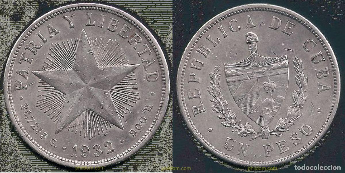 Monedas antiguas de Am&eacute;rica: 282 CUBA 1932 1 PESO 1932 ESTRELLA. PAZ Y LIBERTAD - CUBA