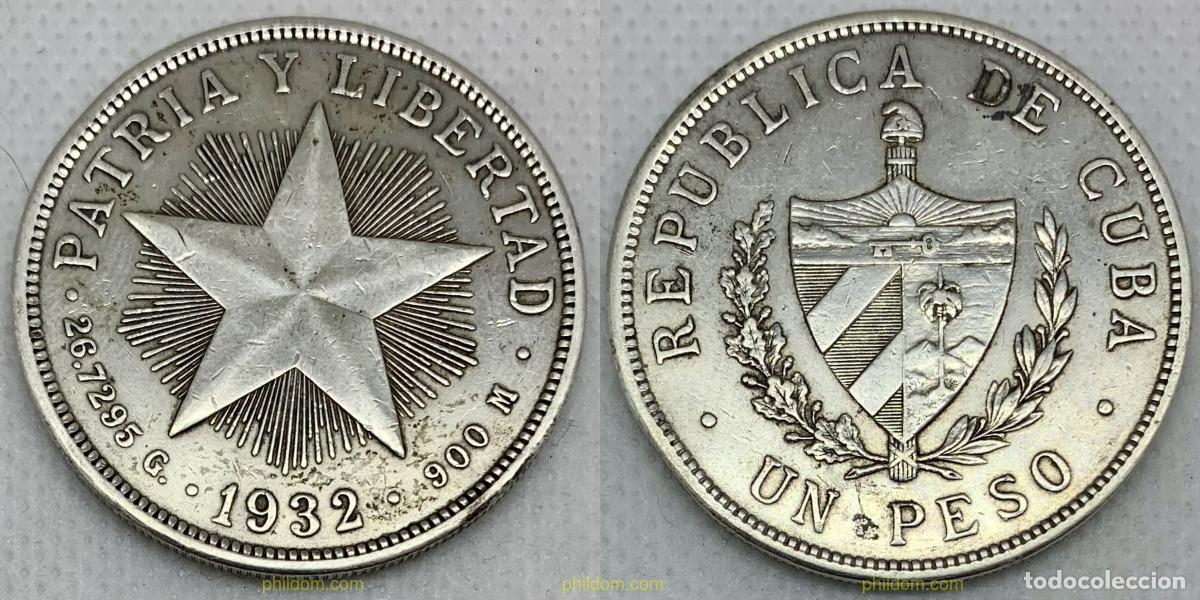 Monedas antiguas de Am&eacute;rica: 2784 CUBA 1932 1 PESO 1932 ESTRELLA. PAZ Y LIBERTAD - CUBA