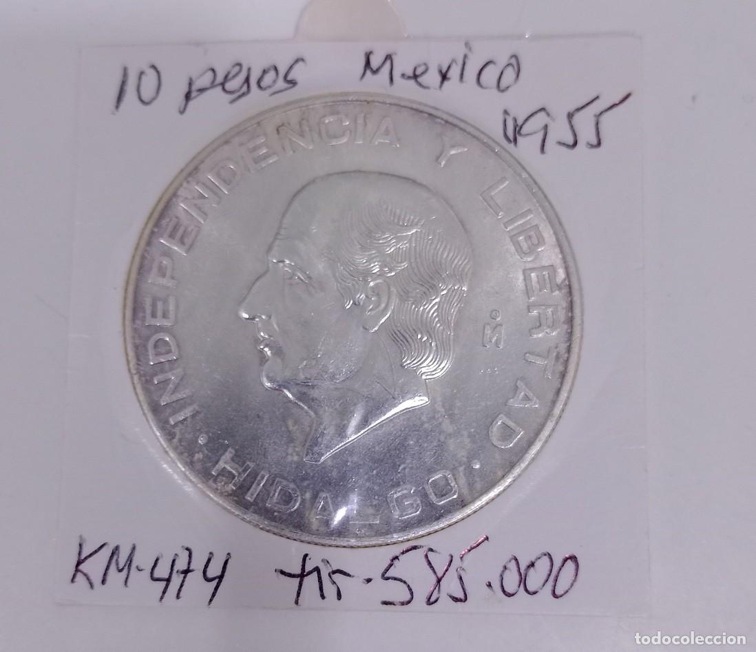 Monedas antiguas de Am&eacute;rica: Moneda de plata 10 pesos Mexico 1955 SC