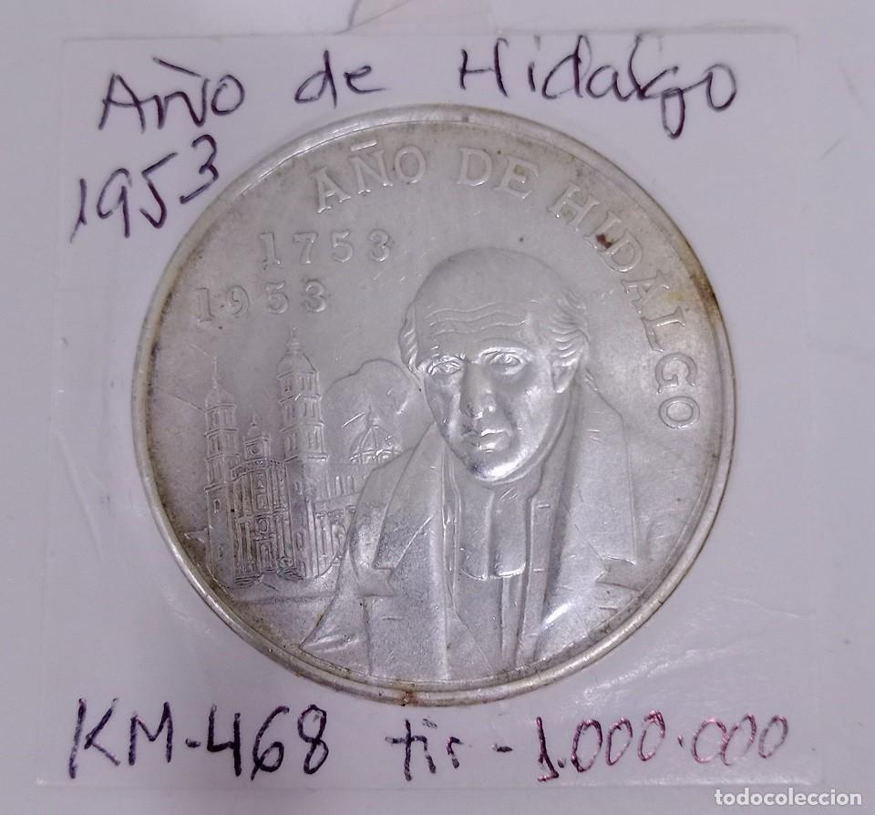 Monedas antiguas de Am&eacute;rica: Moneda plata 5 pesos Mexico 1953 a&ntilde;o de Hidalgo