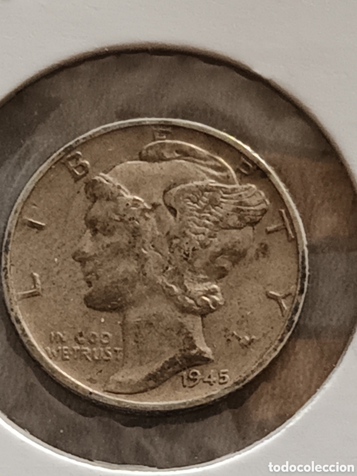 Monedas antiguas de Am&eacute;rica: ONE DIME AMERICANO A&Ntilde;O 1945 PLATA