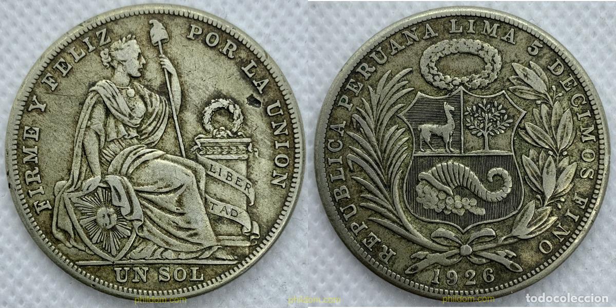 Monedas antiguas de Am&eacute;rica: 2185 PERU 1926 UN SOL 1926 PERU 1 SILVER PLATA