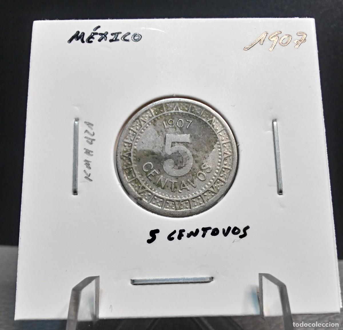 Monedas antiguas de Am&eacute;rica: M&Eacute;XICO 5 CENTAVOS 1907 KM#421 BC+. - Foto 3