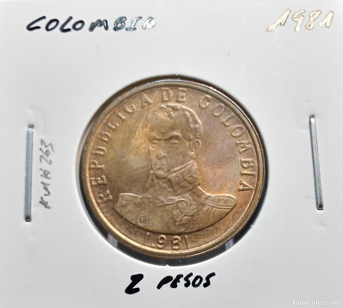 Monedas antiguas de Am&eacute;rica: COLOMBIA 2 PESOS 1981 KM#263 MBC+