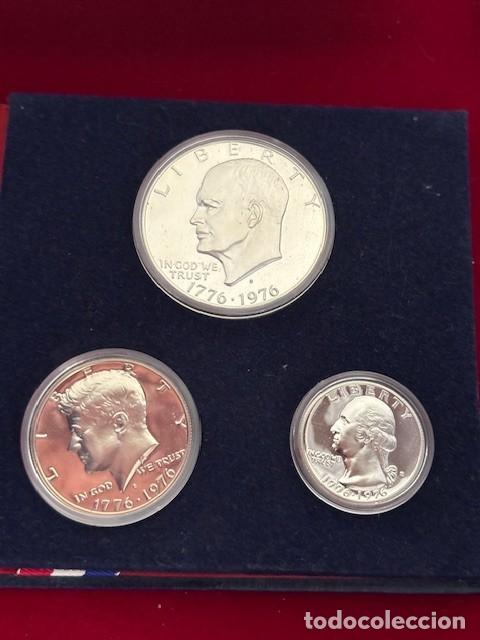 Monedas antiguas de Am&eacute;rica: USA. SET DE 3 MONEDAS DE PLATA DE 1, 1/2 Y 1/4 DE DOLLAR. 1776-1976. PROOF.
