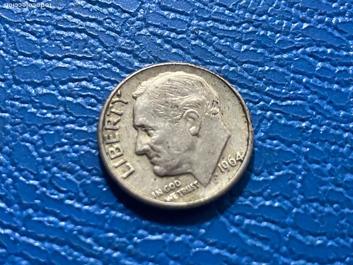Monedas antiguas de Am&eacute;rica: Dime Roosevelt plata Estados Unidos 1964