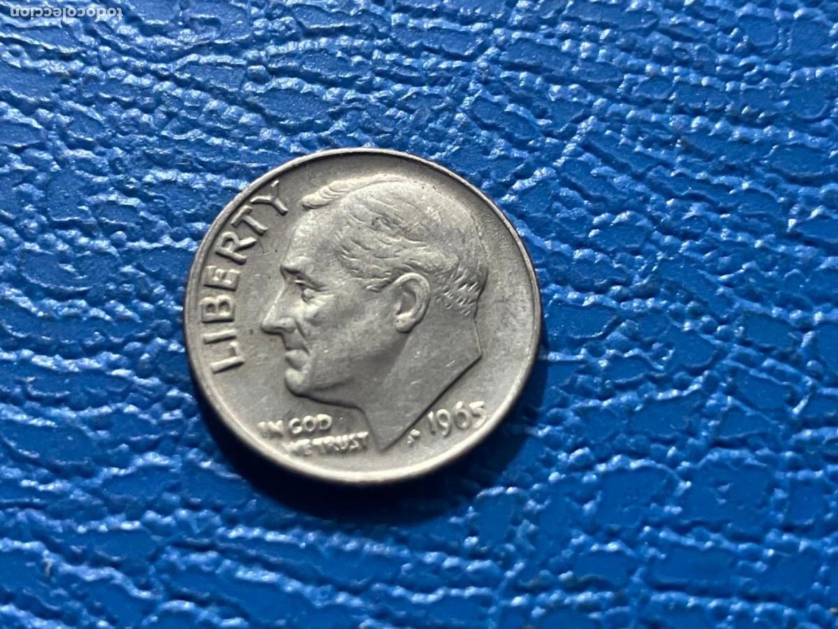 Monedas antiguas de Am&eacute;rica: Dime Roosevelt plata Estados Unidos 1965