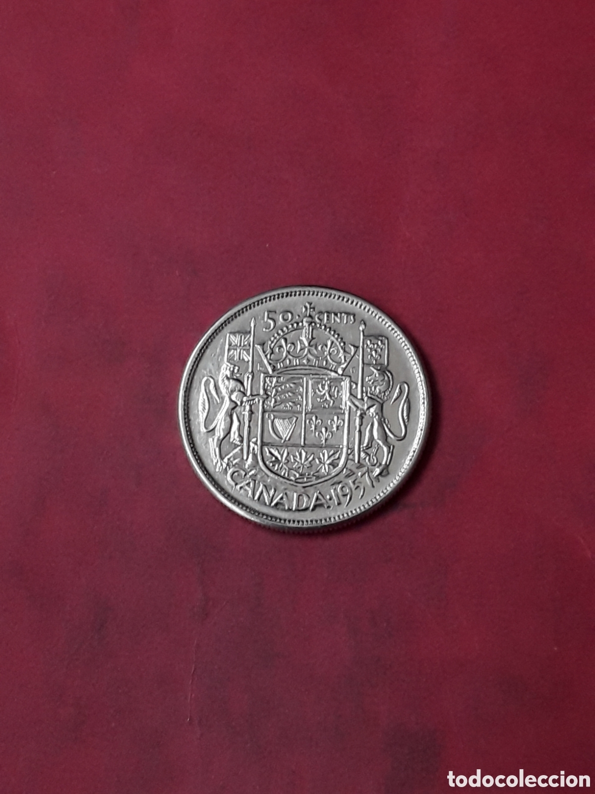 Monedas antiguas de Am&eacute;rica: 50 CENTIMOS CANADA 1957 PLATA . - Foto 1