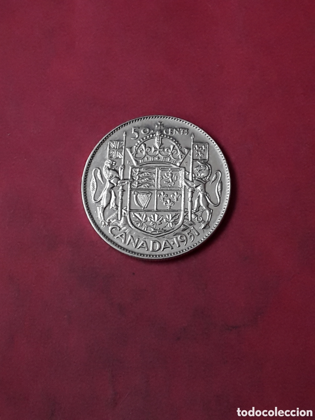 Monedas antiguas de Am&eacute;rica: 50 CENTIMOS CANADA 1951 PLATA .