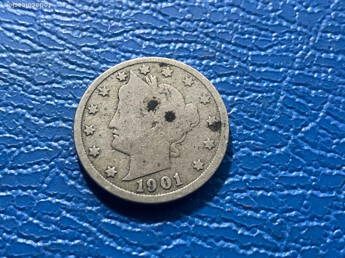 Monedas antiguas de Am&eacute;rica: 5 cents Estados Unidos 1901