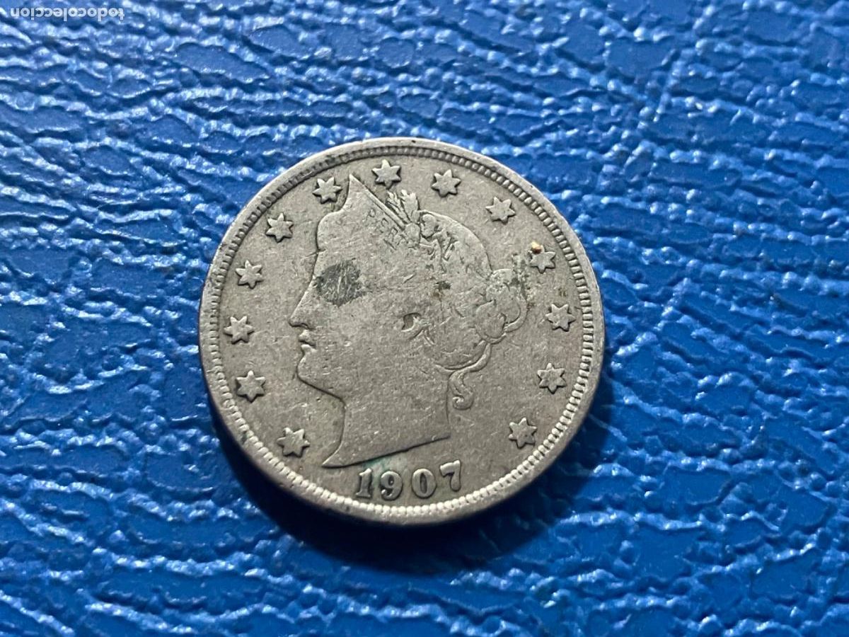 Monedas antiguas de Am&eacute;rica: 5 cents Estados Unidos 1907