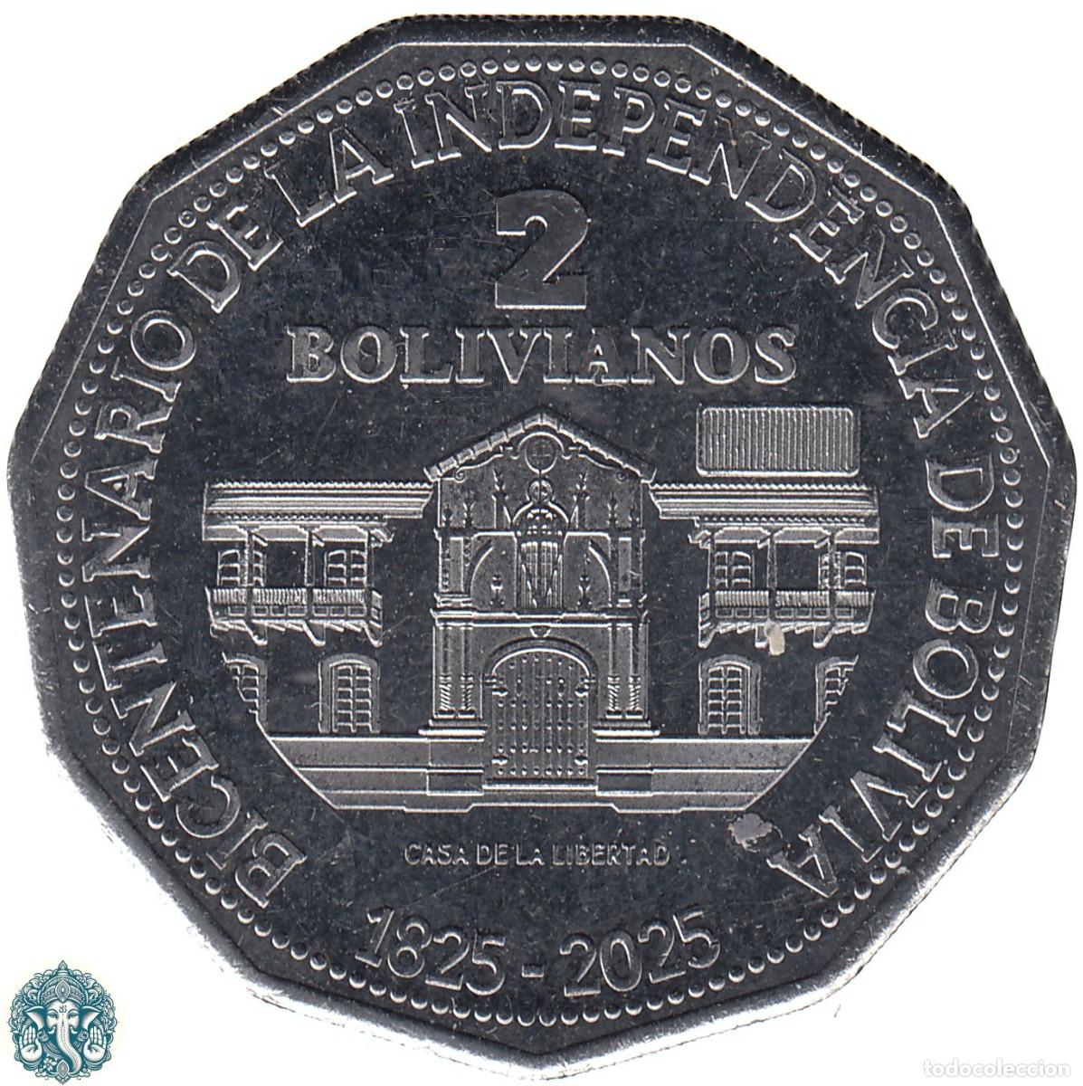 Monedas antiguas de Am&eacute;rica: BOLIVIA 2 Bolivianos 2025 200 aniversario Independencia KM#-
