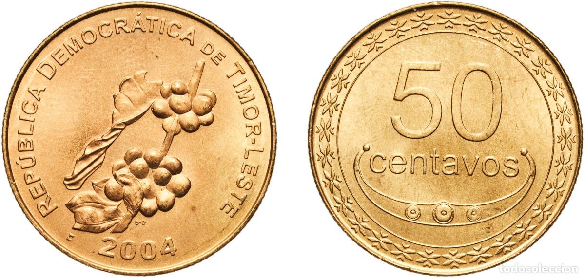 Monedas antiguas de Am&eacute;rica: Timor-Leste Republic 2004 50 Centavos Nickel brass Lisbon Mint (1000000) 6.54g UNC KM 5