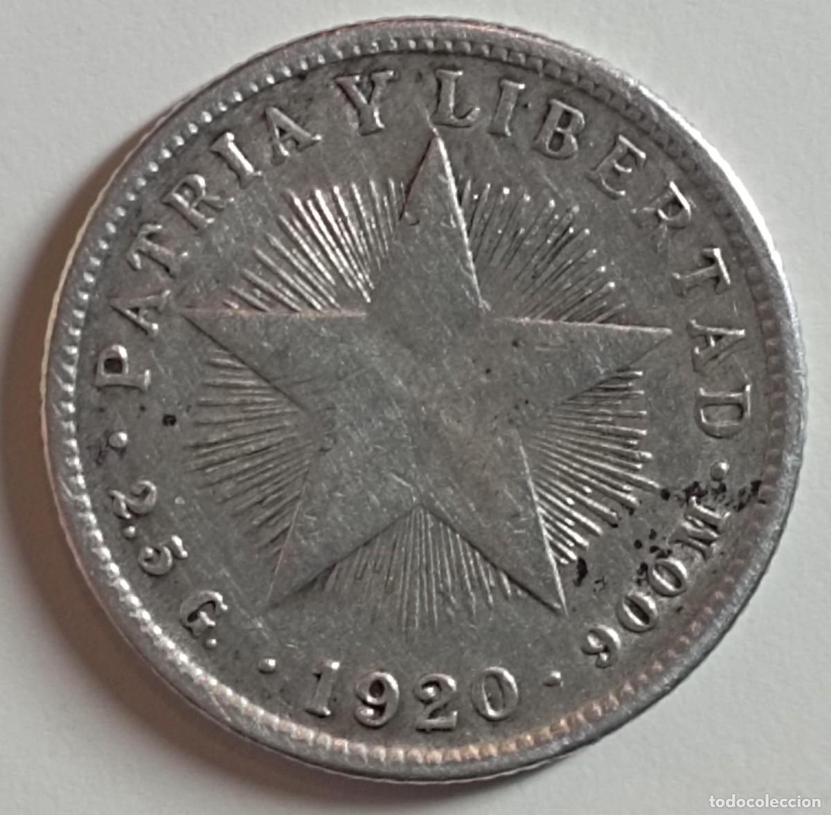 Monedas antiguas de Am&eacute;rica: Moneda de Cuba 10 centavos de 1920 de plata