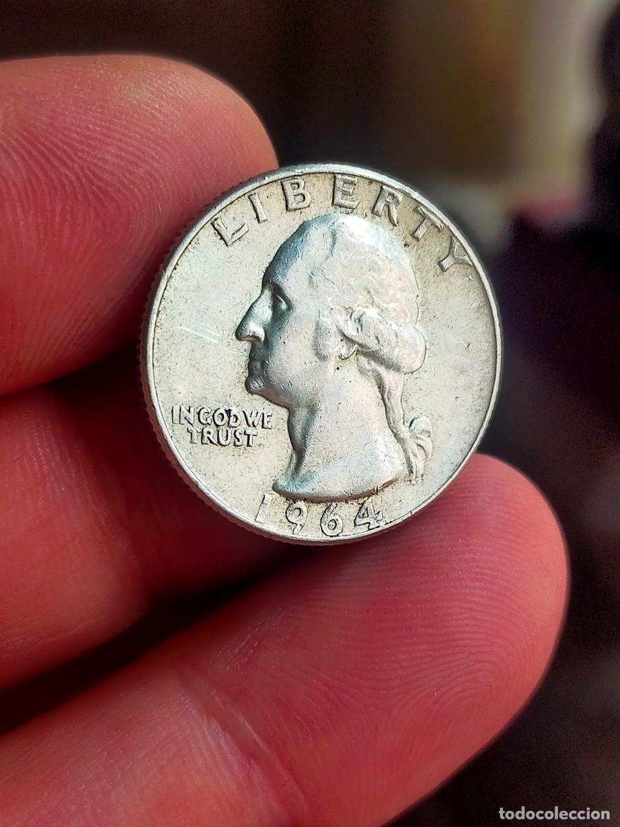 Monedas antiguas de Am&eacute;rica: MONEDA DE 0.25 1/4 QUARTER CUARTO DOLAR DOLLAR ESTADOS UNIDOS USA 1964 PLATA