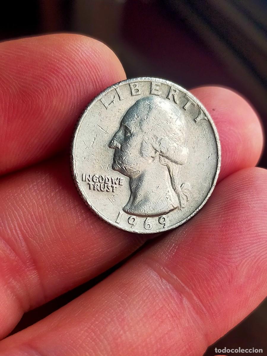 Monedas antiguas de Am&eacute;rica: MONEDA DE 0.25 1/4 QUARTER CUARTO DOLAR DOLLAR ESTADOS UNIDOS USA 1969 BUENA CONSERVACION