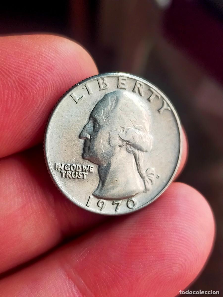 Monedas antiguas de Am&eacute;rica: MONEDA DE 0.25 1/4 QUARTER CUARTO DOLAR DOLLAR ESTADOS UNIDOS USA 1970 D DENVER BUENA CONSERVACION