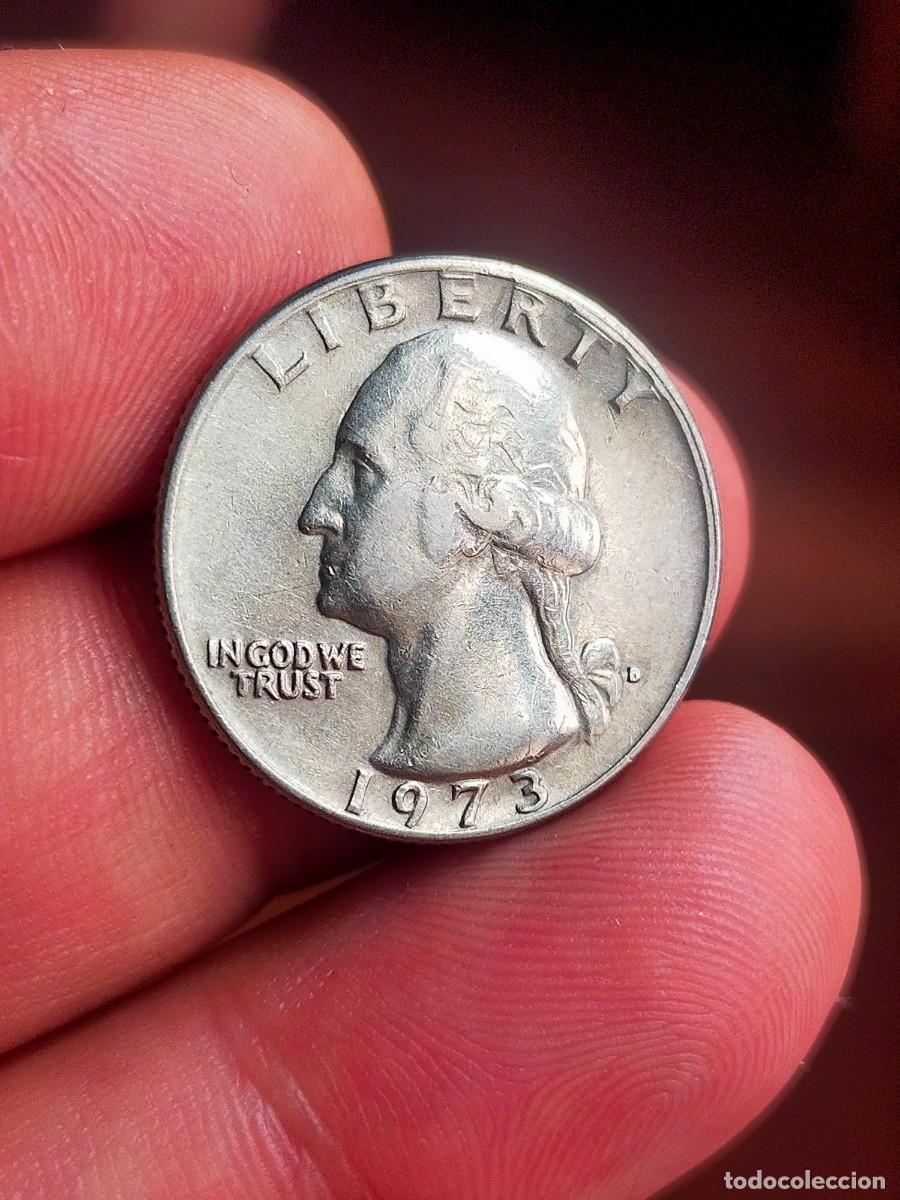 Monedas antiguas de Am&eacute;rica: MONEDA DE 0.25 1/4 QUARTER CUARTO DOLAR DOLLAR ESTADOS UNIDOS USA 1973 D DENVER BUENA CONSERVACION