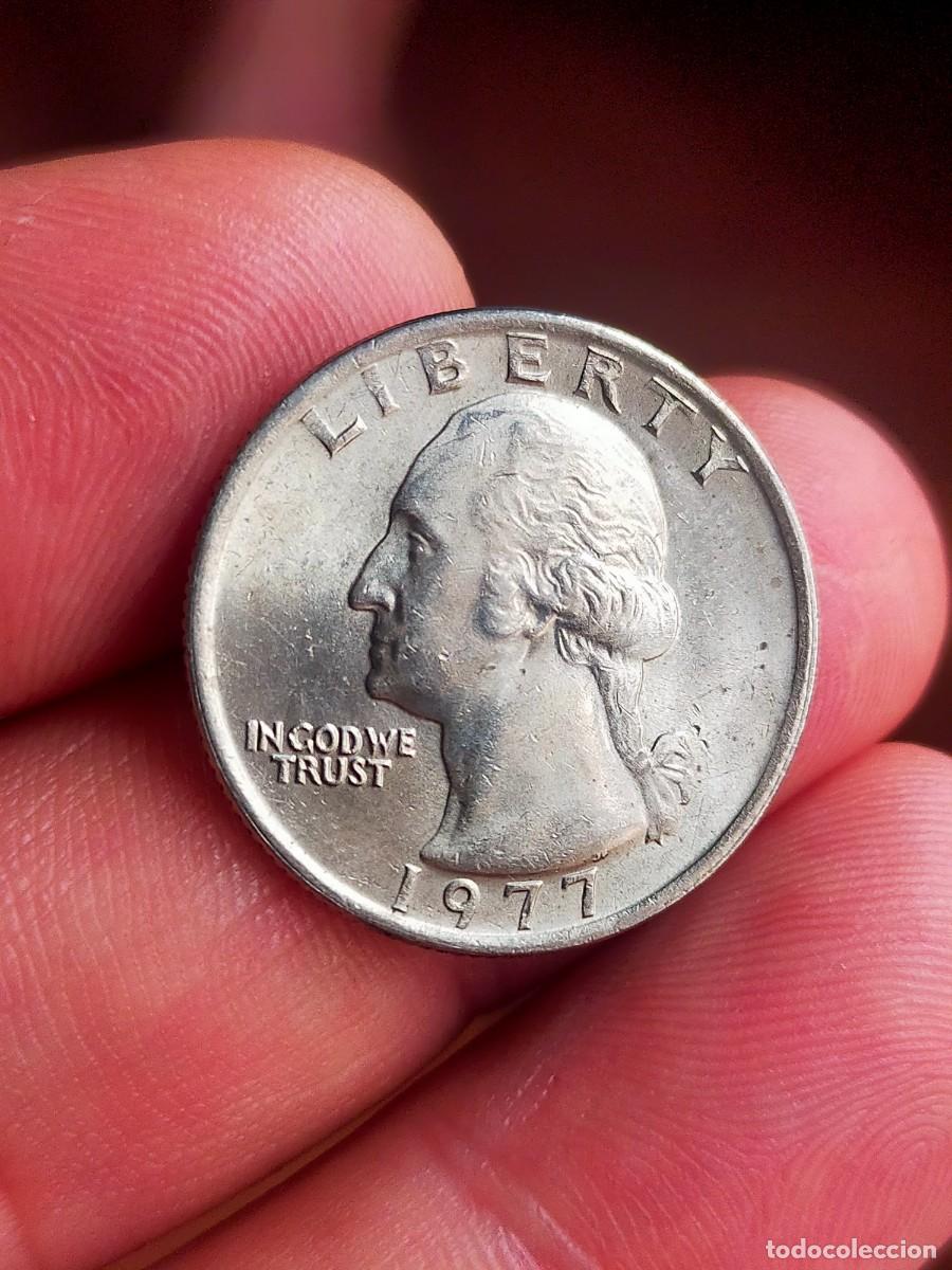 Monedas antiguas de Am&eacute;rica: MONEDA DE 0.25 1/4 QUARTER CUARTO DOLAR DOLLAR ESTADOS UNIDOS USA 1977 BUENA CONSERVACION
