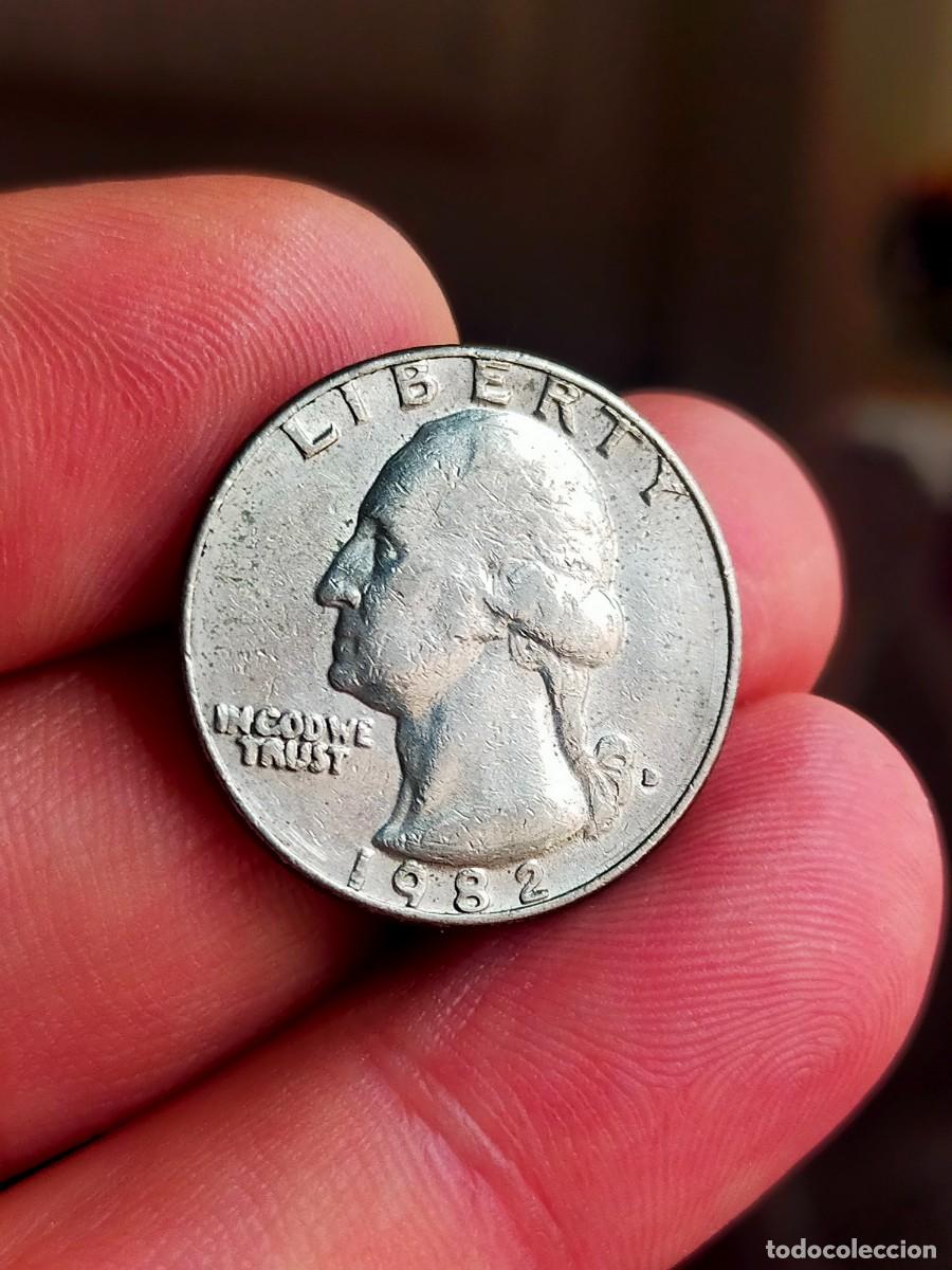 Monedas antiguas de Am&eacute;rica: MONEDA DE 0.25 1/4 QUARTER CUARTO DOLAR DOLLAR ESTADOS UNIDOS USA 1982 D DENVER