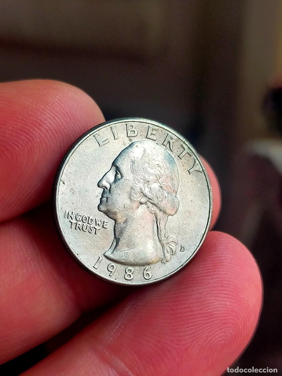Monedas antiguas de Am&eacute;rica: MONEDA DE 0.25 1/4 QUARTER CUARTO DOLAR DOLLAR ESTADOS UNIDOS USA 1986 D DENVER