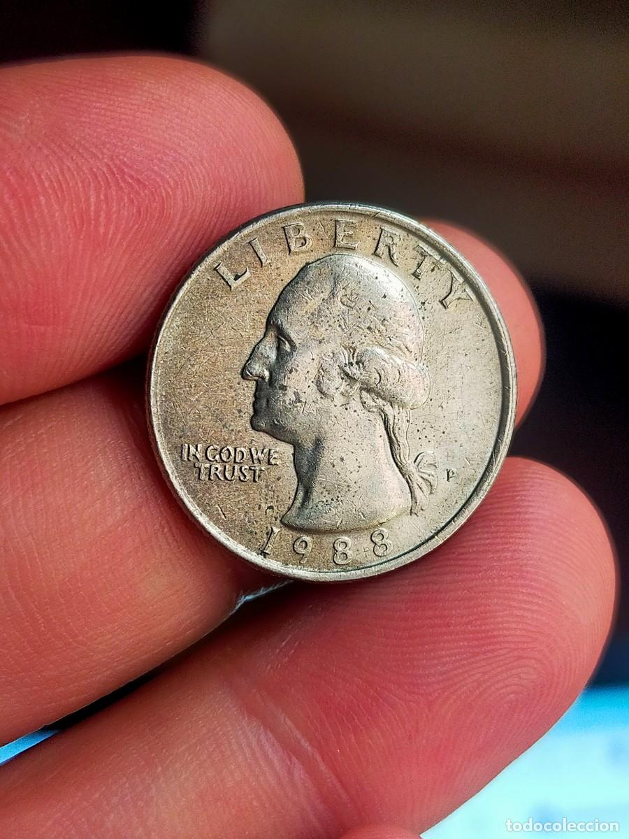 Monedas antiguas de Am&eacute;rica: MONEDA DE 0.25 1/4 QUARTER CUARTO DOLAR DOLLAR ESTADOS UNIDOS USA 1988 P PHILADELPHIA