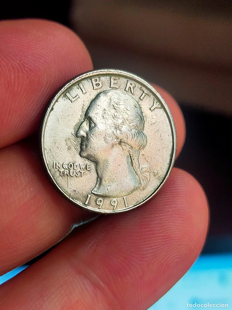 Monedas antiguas de Am&eacute;rica: MONEDA DE 0.25 1/4 QUARTER CUARTO DOLAR DOLLAR ESTADOS UNIDOS USA 1991 P PHILADELPHIA