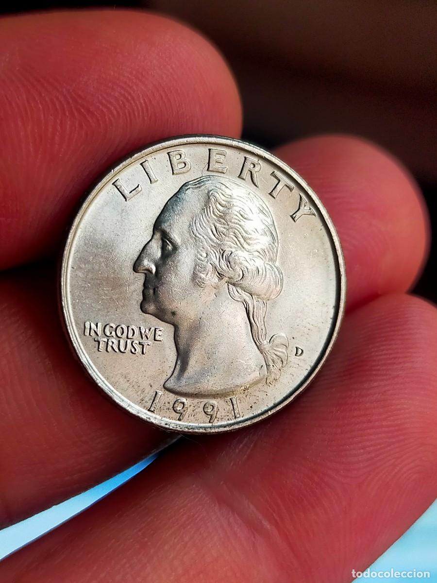 Monedas antiguas de Am&eacute;rica: MONEDA DE 0.25 1/4 QUARTER CUARTO DOLAR DOLLAR ESTADOS UNIDOS USA 1991 D DENVER