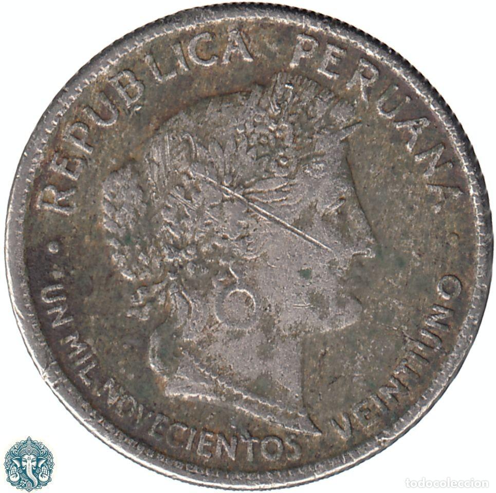Monedas antiguas de Am&eacute;rica: PER&Uacute; 10 Centavos Un Mil Novecientos Veintiuno (1921) KM#214