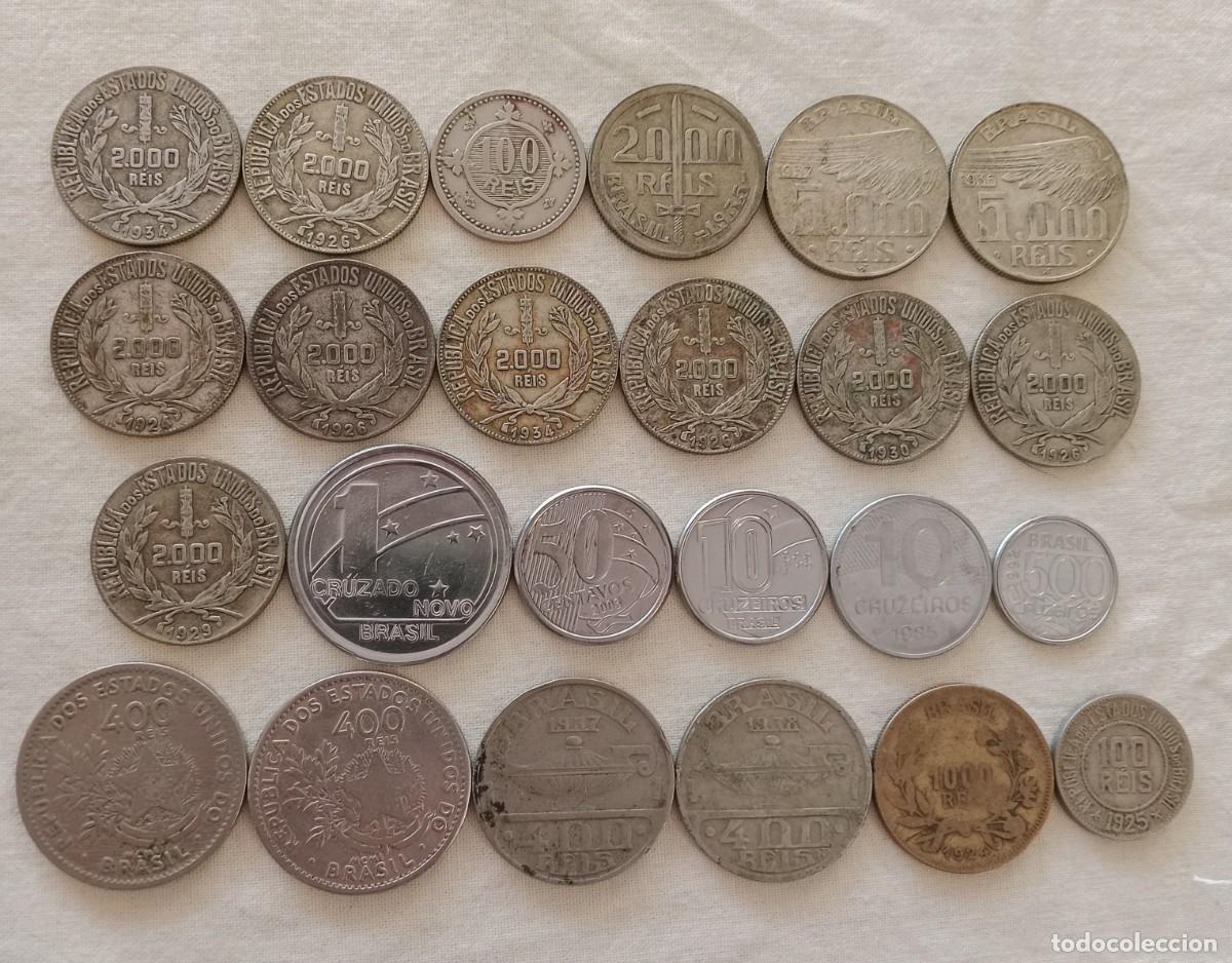 Monedas antiguas de Am&eacute;rica: BRASIL lote 24 monedas, 13 de plata.
