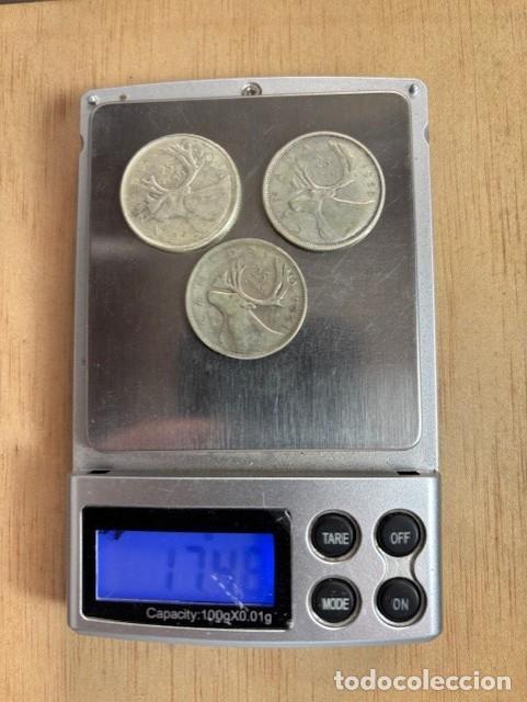 Monedas antiguas de Am&eacute;rica: 3 monedas de 25 cents, Canada, plata - Foto 2