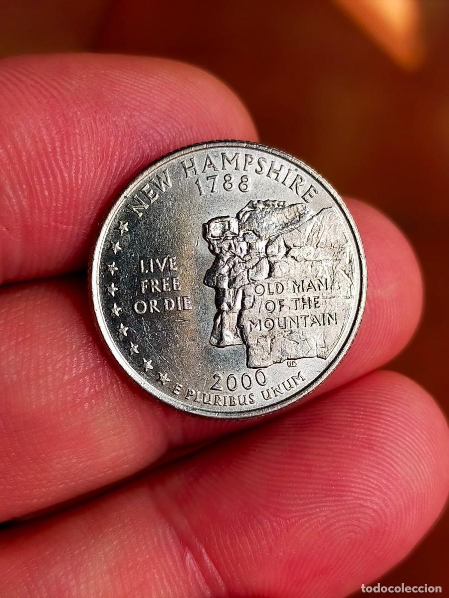 Monedas antiguas de Am&eacute;rica: MONEDA DE 0.25 1/4 QUARTER CUARTO DOLAR DOLLAR ESTADOS UNIDOS USA 2000 D DENVER NEW HAMPSHIRE