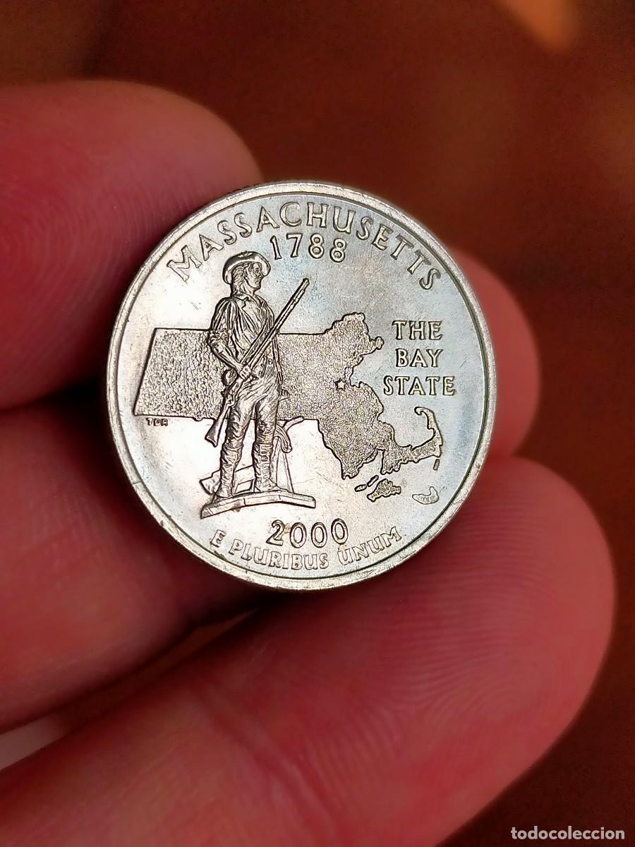 Monedas antiguas de Am&eacute;rica: MONEDA DE 0.25 1/4 QUARTER CUARTO DOLAR DOLLAR ESTADOS UNIDOS USA 2000 D DENVER MASSACHUSETTS
