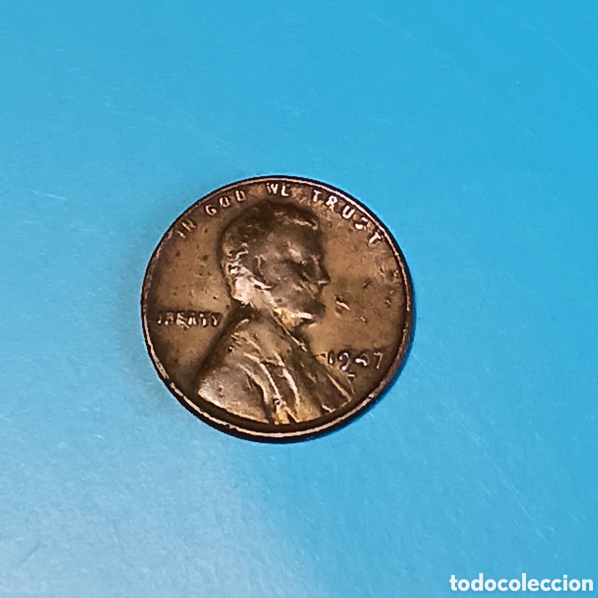 Monedas antiguas de Am&eacute;rica: E.E.U.U. (U.S.A.) 1 CENTAVO (CENT) CU 1947 LINCOLN / ESPIGAS DE TRIGO