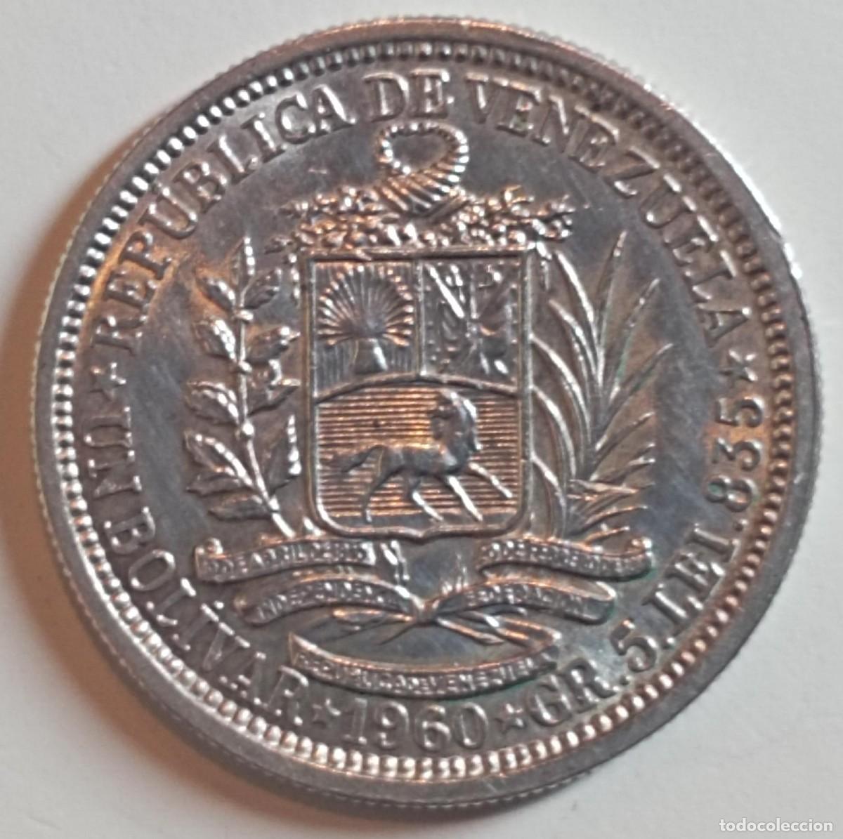 Monedas antiguas de Am&eacute;rica: Moneda de Venezuela 1 bol&iacute;var de 1960 de plata