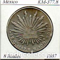 Monedas antiguas de Am&eacute;rica: M&Eacute;XICO 1887, 8 REALES, KM-377.8. GUANAJUATO. AG, BC, 2 ESCANER