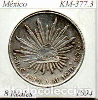 Monedas antiguas de Am&eacute;rica: M&Eacute;XICO 1894, 8 REALES, KM-377.3. CULIACAN. AG, 2 ESCANER