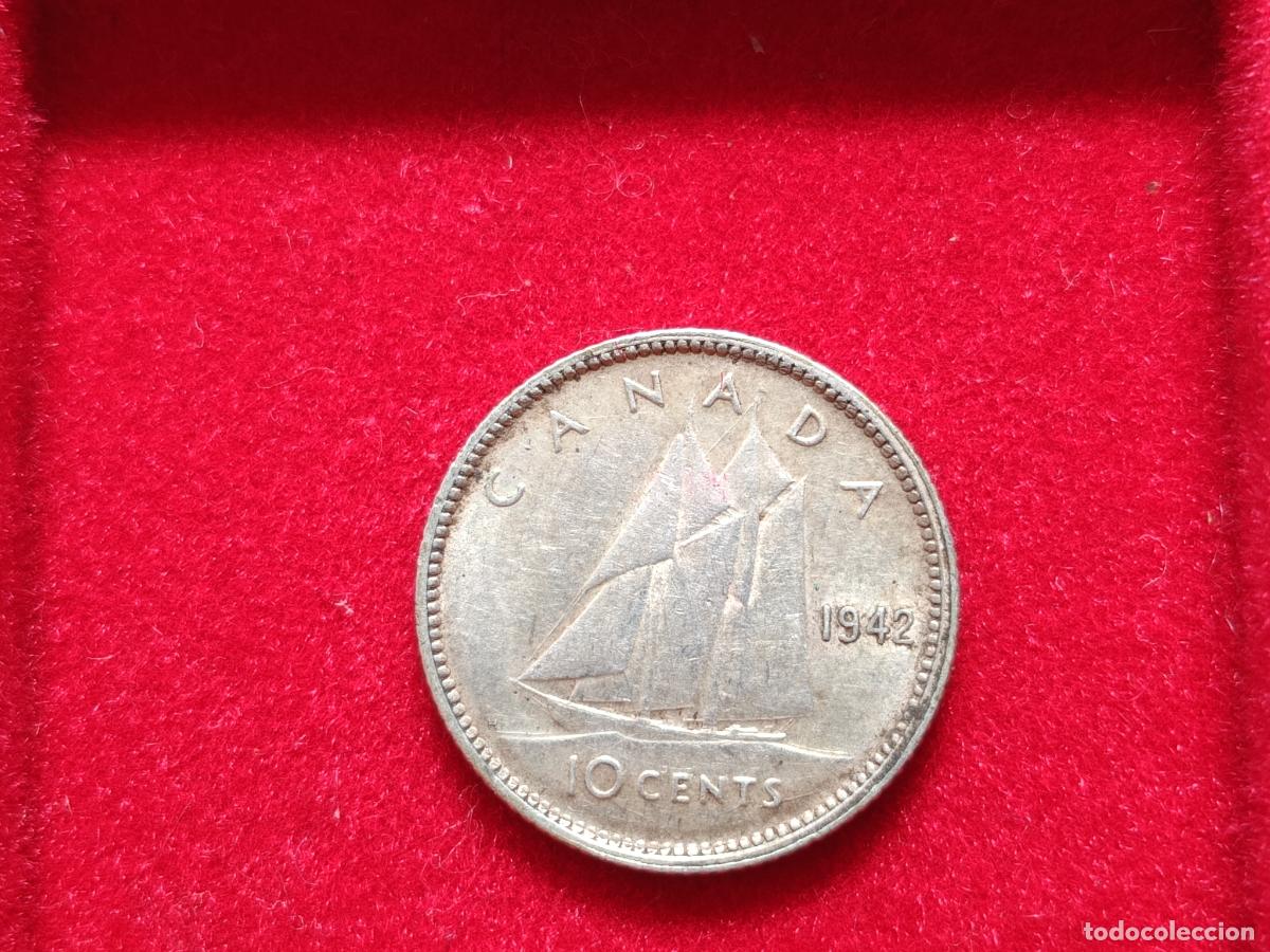 Monedas antiguas de Am&eacute;rica: Canada. 10 cents de plata de 1942