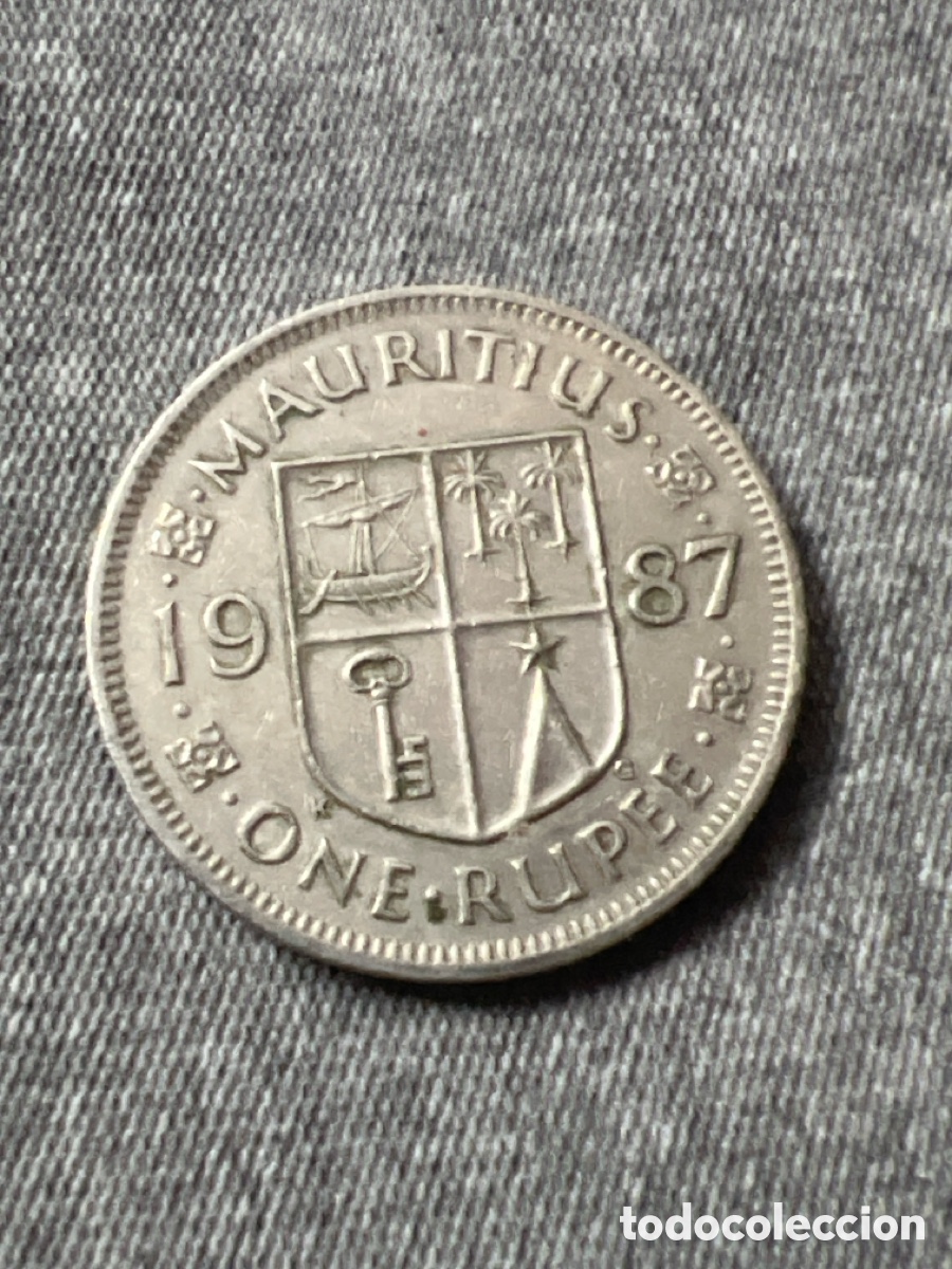 Monedas antiguas de Am&eacute;rica: X168. 1 rupia de Islas Mauricio. A&ntilde;o 1987