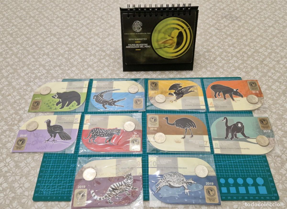 Monedas antiguas de Am&eacute;rica: 10 Bl&iacute;sters+Album Fauna Silvestre Amenazada Per&uacute;
