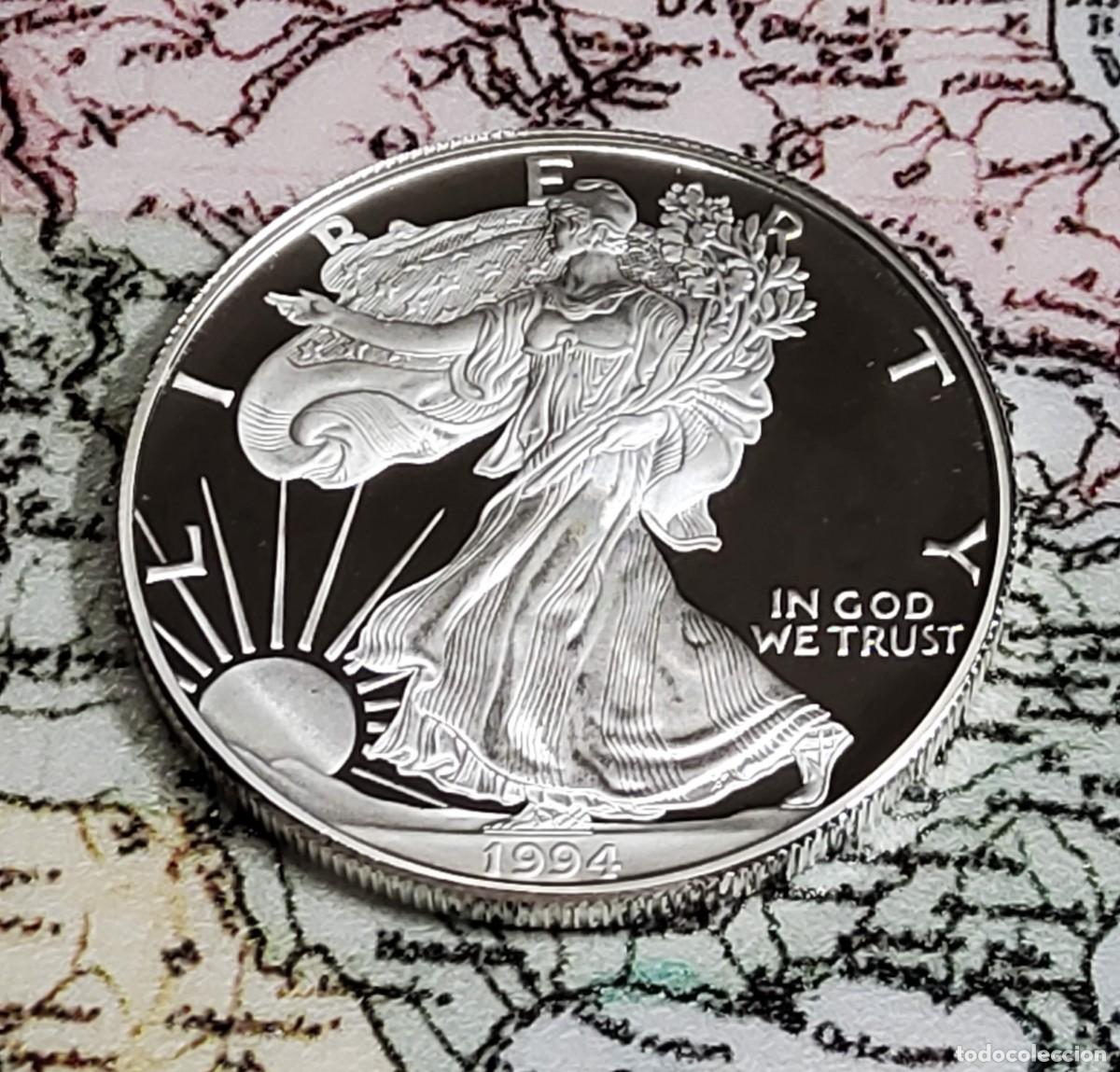 Monedas antiguas de Am&eacute;rica: 1 D&Oacute;LAR de PLATA de ESTADOS UNIDOS de 1994-P.ES 1 ONZA PLATA PURA 999.PROOF