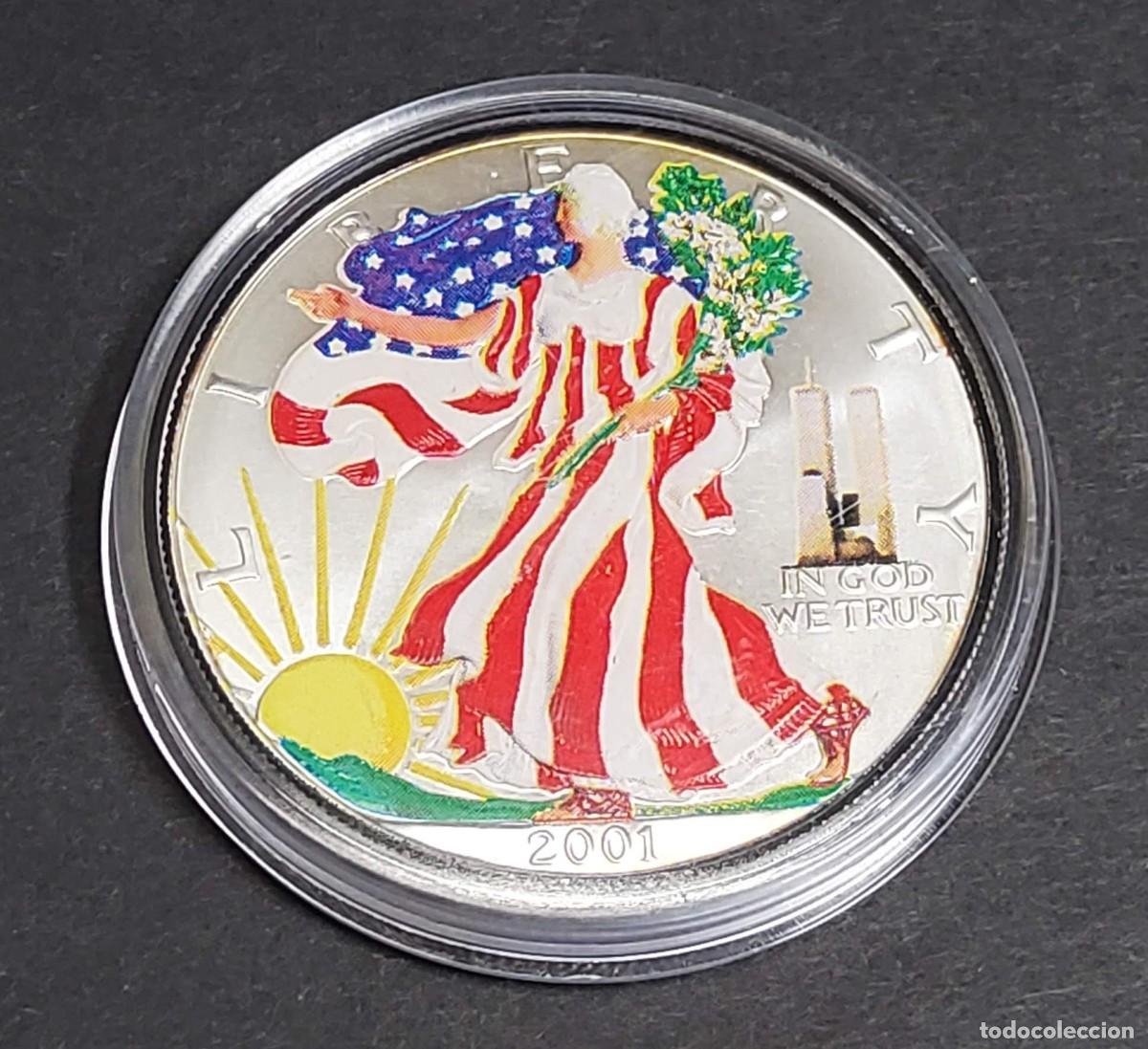 Monedas antiguas de Am&eacute;rica: 1 D&Oacute;LAR de PLATA Y ESMALTES de ESTADOS UNIDOS de 2001.ES 1 ONZA PLATA PURA 999.PROOF