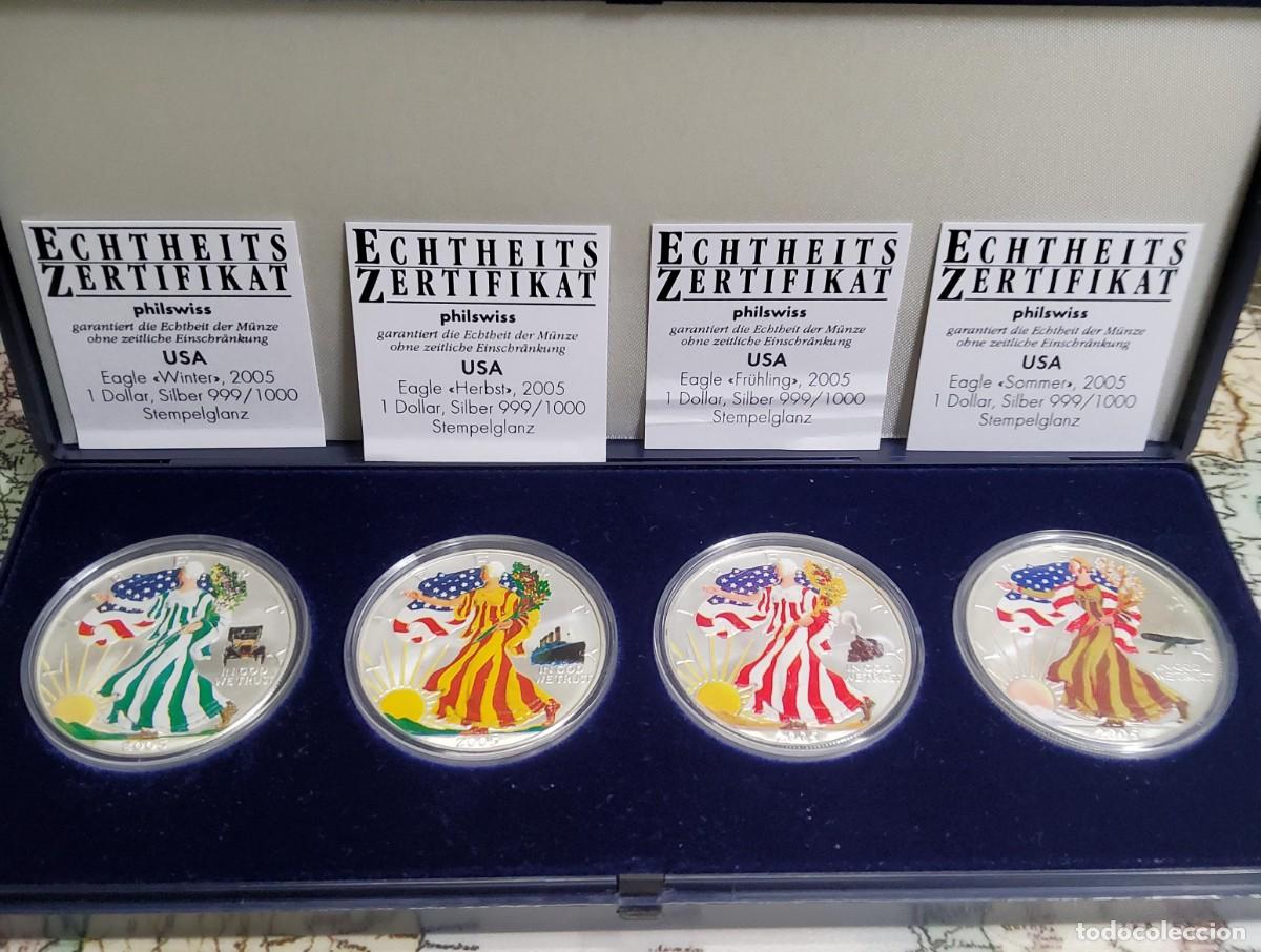 Monedas antiguas de Am&eacute;rica: 4 ONZAS DE PLATA Y ESMALTES DE ESTADOS UNIDOS DEL 2005.PROOF.PLATA DE LEY 9999