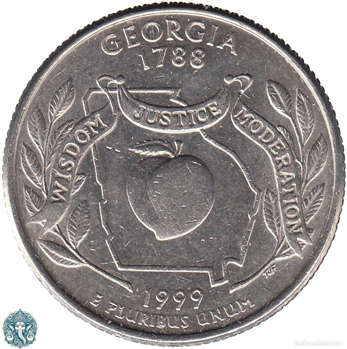 Monedas antiguas de Am&eacute;rica: ESTADOS UNIDOS &frac14; D&oacute;lar Cuarto 1999 Ceca D (Denver) Estado de Georgia KM#296