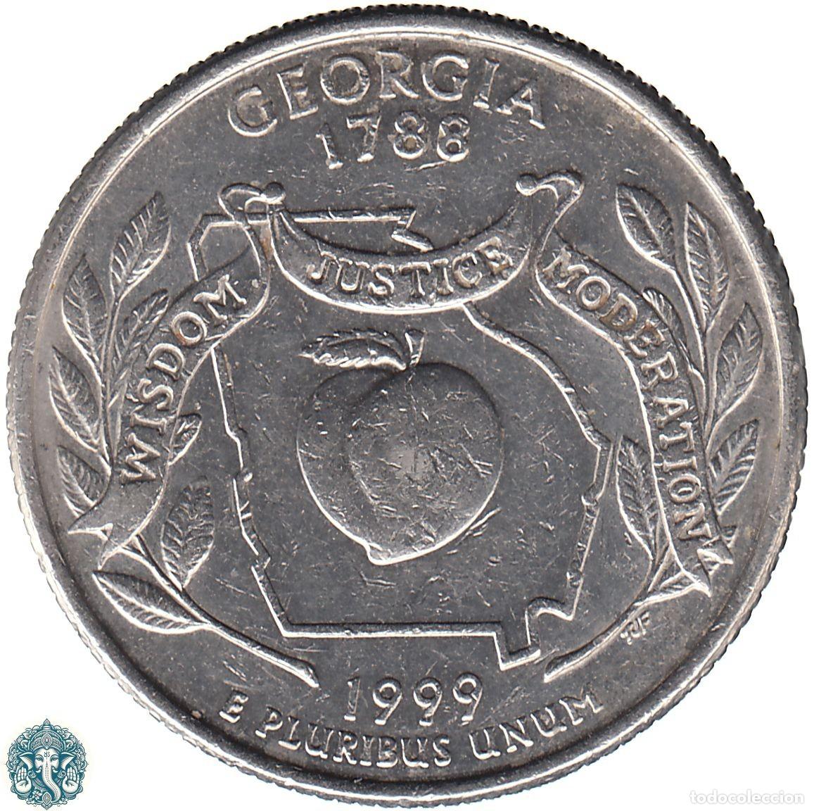 Monedas antiguas de Am&eacute;rica: ESTADOS UNIDOS &frac14; D&oacute;lar Cuarto 1999 Ceca D (Denver) Estado de Georgia KM#296