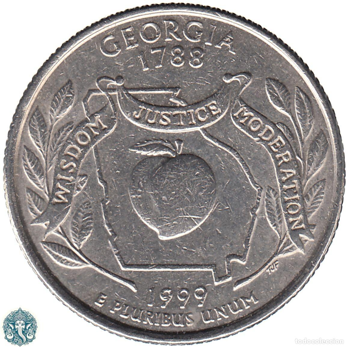 Monedas antiguas de Am&eacute;rica: ESTADOS UNIDOS &frac14; D&oacute;lar Cuarto 1999 Ceca P (Filadelfia) Estado de Georgia KM#296