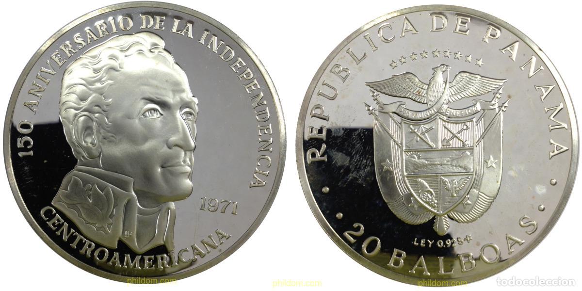 Monedas antiguas de Am&eacute;rica: 1290 PANAMA 1971 20 BALBOAS PANAMA 1974 PLATA