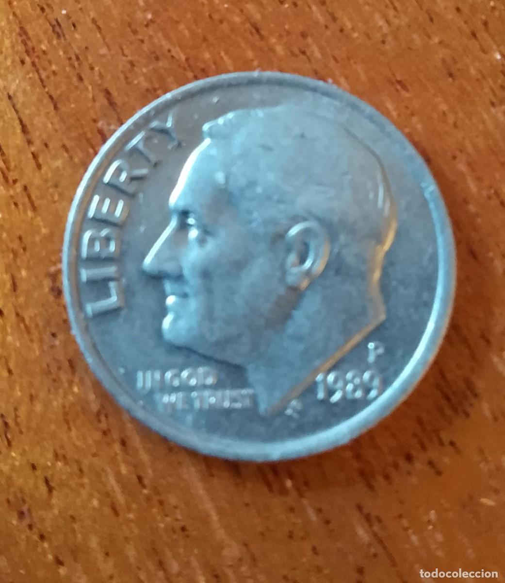 Monedas antiguas de Am&eacute;rica: 1 dime (10 centavos de d&oacute;lar). 1989 Estados Unidos