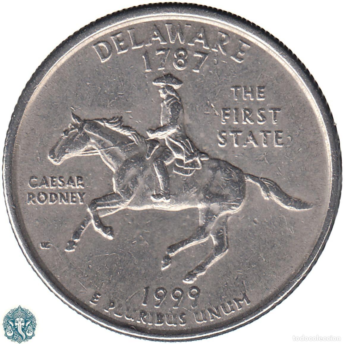 Monedas antiguas de Am&eacute;rica: ESTADOS UNIDOS &frac14; D&oacute;lar Cuarto 1999 Ceca P (Filadelfia) Estado de Delaware KM#293